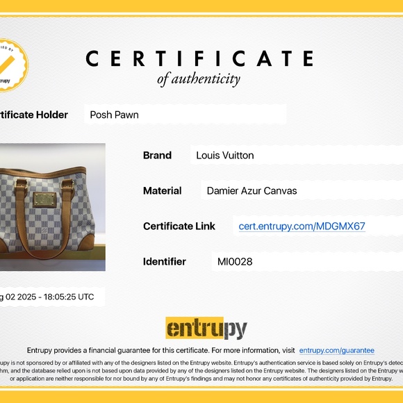 Authentic Lous Vuitton Damer Azur Canvas Hampstead MM Shoulder Bag - Picture 15 of 15